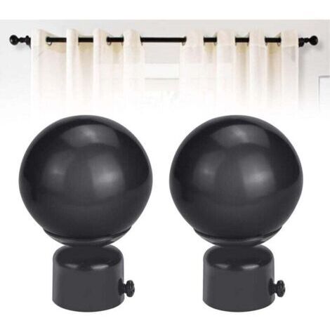 Pair Lot d'embouts de tringle à rideau en fer, embouts de tringle à rideau ronds de 28 mm, embouts de tringle à rideau antirouille, durables, résistants à la décoloration, avec vis pour bureau, maison