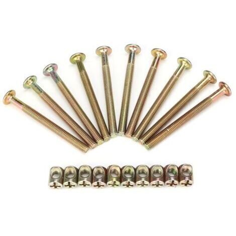 Pair M6 Meuble Boulon En, Vis Vis de fixation Acier Au Carbone 70mm Boulon D'écrou Ensembles avec 6mm Baril Noix Connecteur Attache - Lot de 10