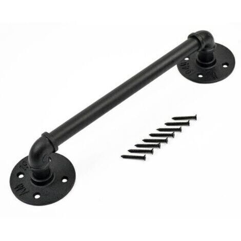 Pair Main courante escalier en fer forgé 30cm – Tube de 3cm – Support mural 200kg – Installation facile pour intérieur et extérieur