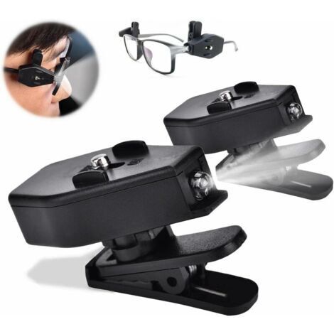 Pair Mini lampe de lecture, capuchon à clip, lumière LED à clipser pour lunettes de sécurité, camping, lunettes de lecture, lampe, entretien de l'appareil de pêche (1 paire)