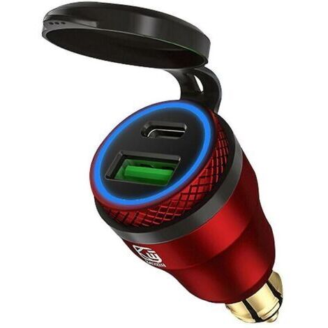 Pair Moto étanche 12v 24v Qc3.0 Usb Type C Pd chargeur rapide adaptateur secteur Hella Din prise prise pour Ducati moto rouge 3