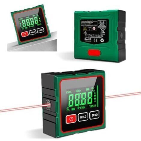 Pair Niveau Electronique, Inclinomètre Numérique, avec Fonction Laser Écran LCD Étanche d'Angle Digital 4 Faces Magnétiques Niveau à Bulle pour Menuiserie Travail du Bois Construction