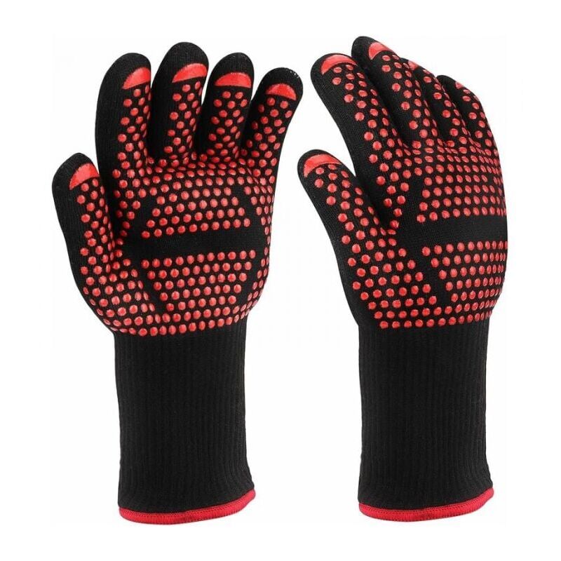 Pair of BBQ Gloves, 800°C Heat Resistant Oven Gloves, Heat Resistant Non-Slip Cooking Gloves, Pot Holders for Grill, Oven, Kitchen and Fireplace YMYNY
