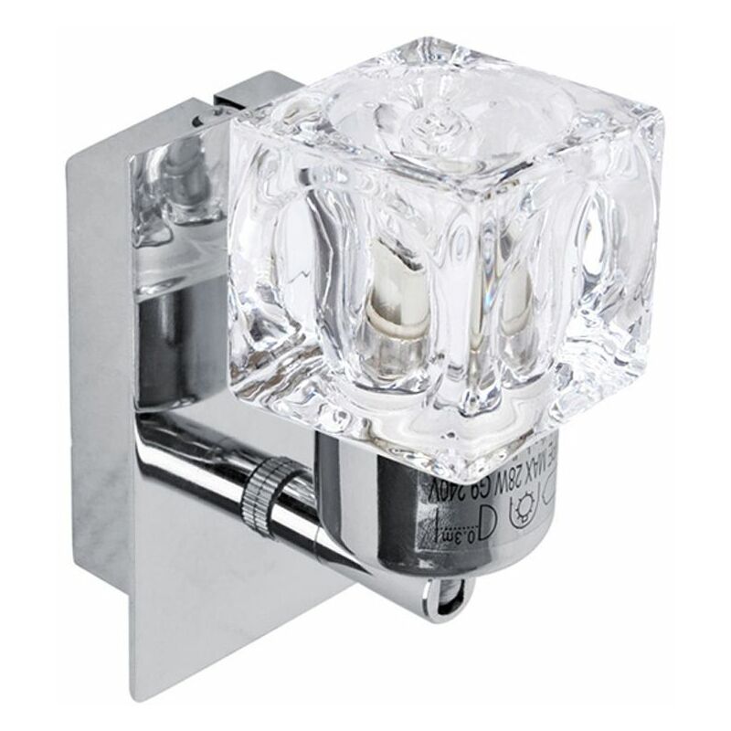 Minisun - 2 x Chrome Glass Ice Cube Indoor Wall Lights Lamps Lighting