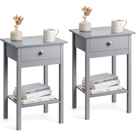 Pair of Bedside Tables - Grey