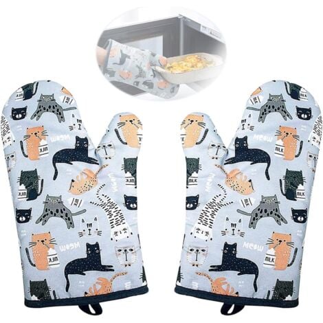 Pair of Cotton Oven Gloves, Cotton Cooking Gloves, Heat Resistant Kitchen Gloves, BBQ Gloves, for Kitchen Cooking, Grilling, Barbecue