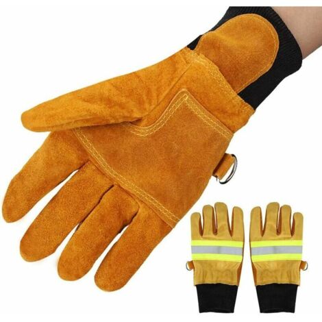 Pair of cowhide leather gloves - heat resistant, flame retardant, long, radiant heat and high resistance safety gloves