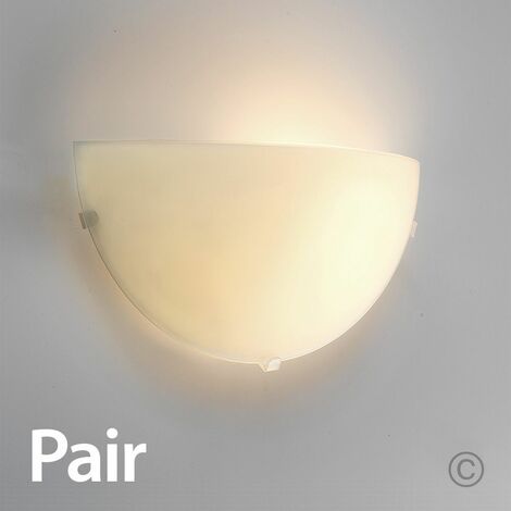 Pair Of Crescent Wall Uplighter Flush Fittings Stunning Light Frosted Glass Shades