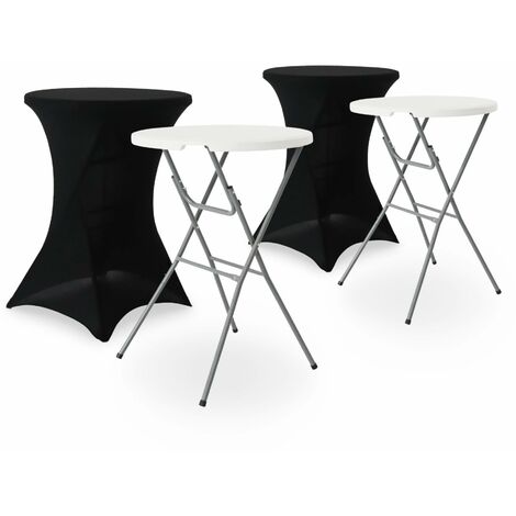 Pair of foldable high tables with protective covers Black 81x81x110 cm - Gala + Cover x2