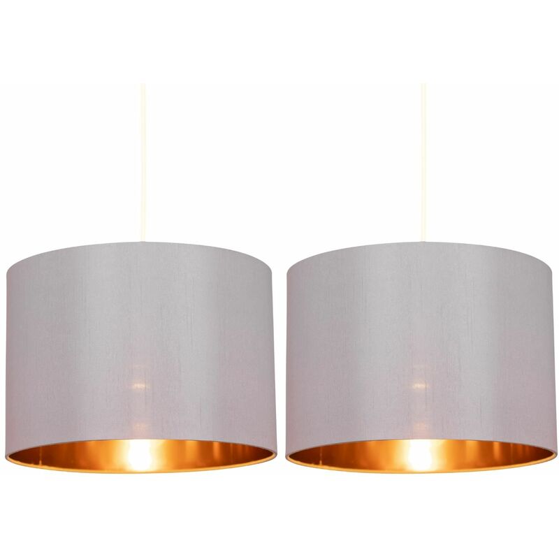 Pair of Grey 30cm Light Shades with Copper Inner
