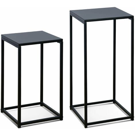 Pair of industrial side tables, Industrielle, Black, 34x34x74 cm