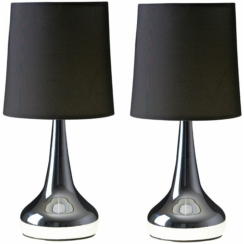 2 x Teardrop Touch Table Lamps - Black
