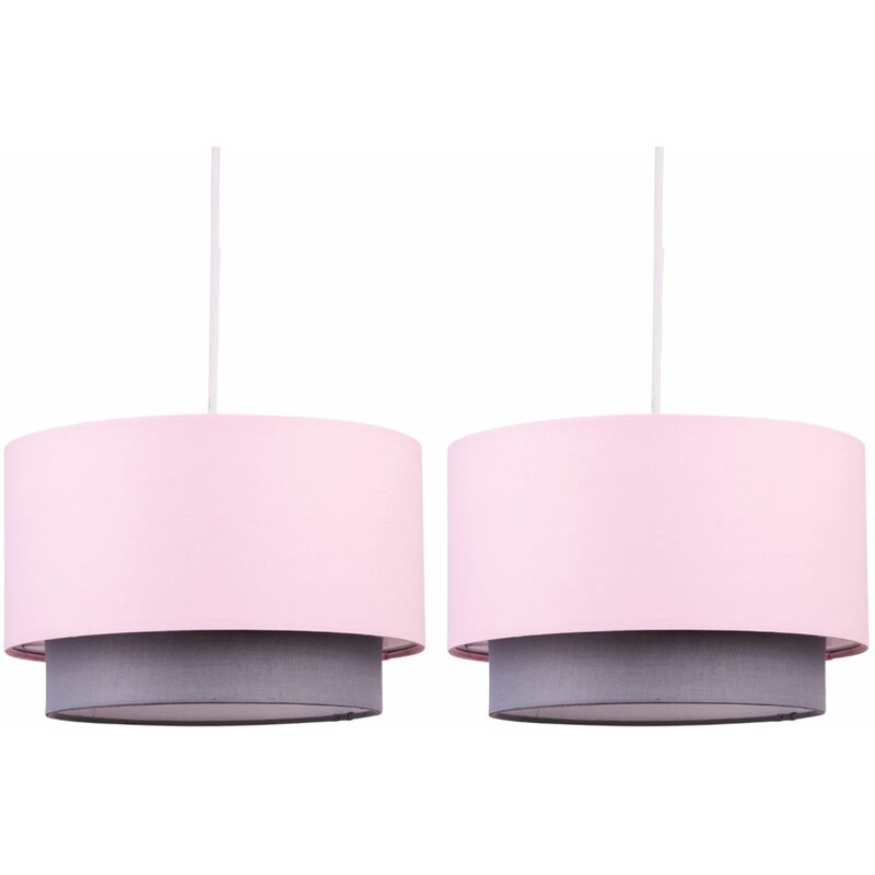 Pair of Pink & Grey 2 Tier Light Shades