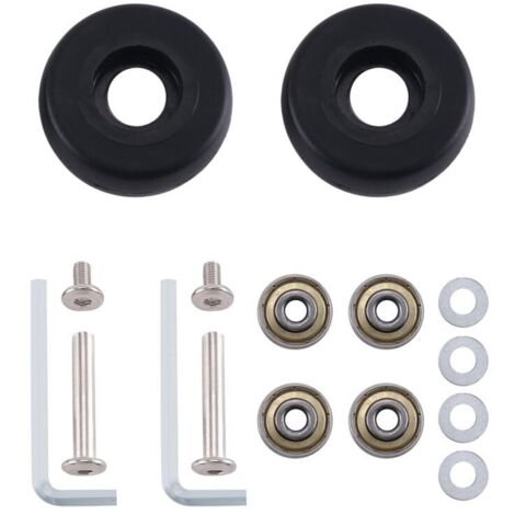 Pair of replacement wheels for suitcases, 48 mm x 18 mm, luxury axles, repair, black