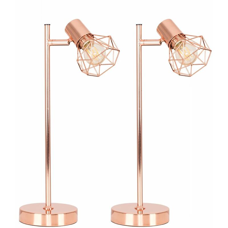 2 x Desk Lamps in a Copper Finish - No Bulb
