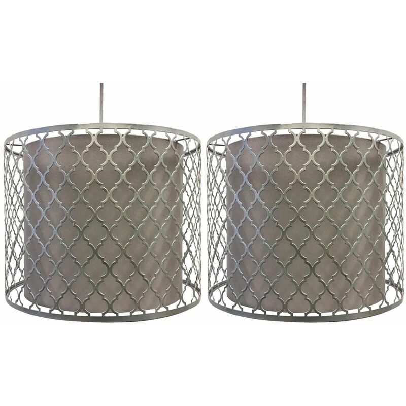 Pair of Silver Cut Out Light Shades