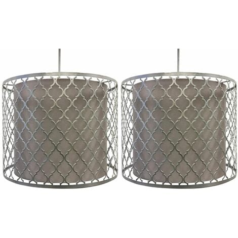 main image of "Pair of Silver Cut Out Light Shades"