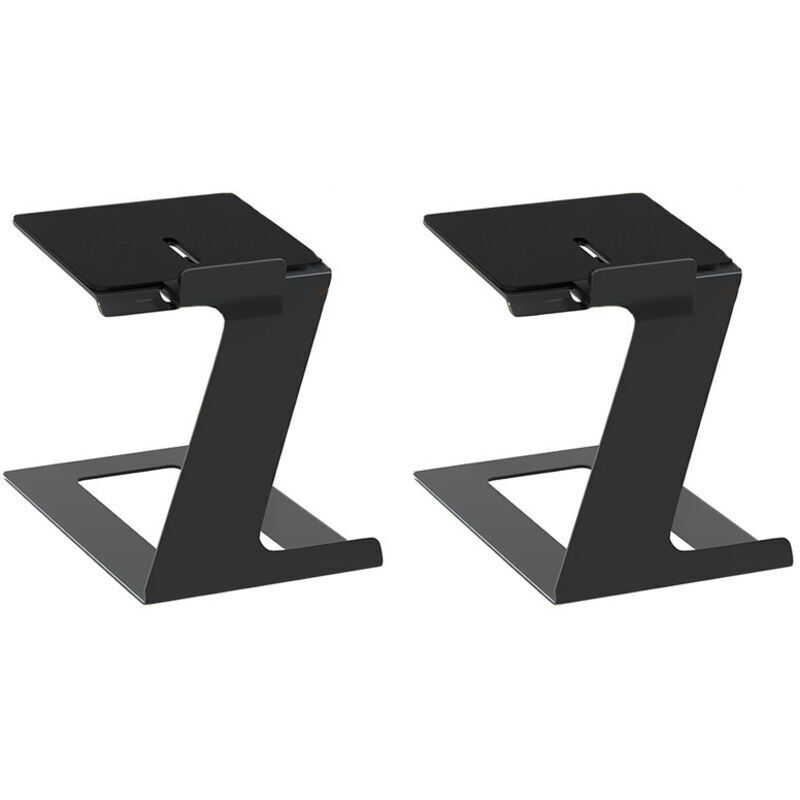 Pair of tabletop speaker stands, for most small speakers with vibration-absorbing pads, black