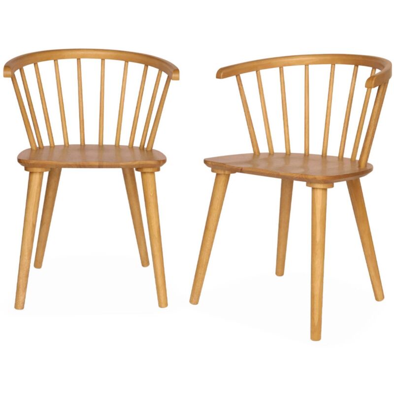 Sweeek - Pair Of Chairs In Walnut Wood And Plywood, Paula, Natural, 51x53x75 Cm