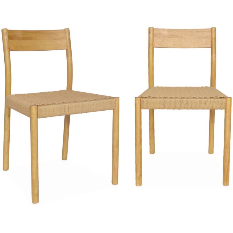 Sweeek - Pair Of Textured Boucle Chairs, Ella, Natural, 49.5x53x81 Cm