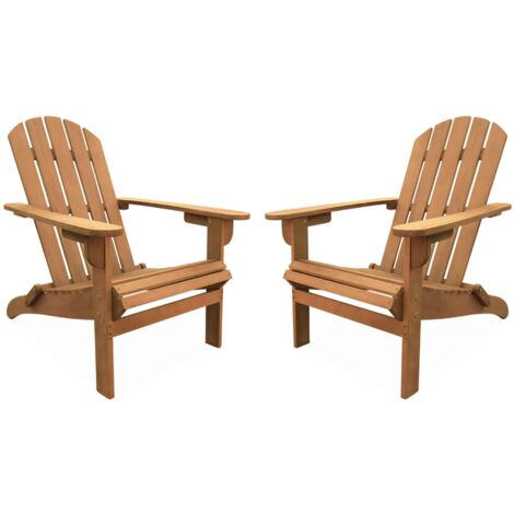 Pair of wooden garden deck chairs Natural 69x88.5x90 cm - Adirondack Salamanca x2