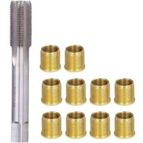 pair Outils de réparation de filetage de bougie d'allumage Moteur à essence Inserts en métal M14x1.25 et kit de robinet M16x1.25