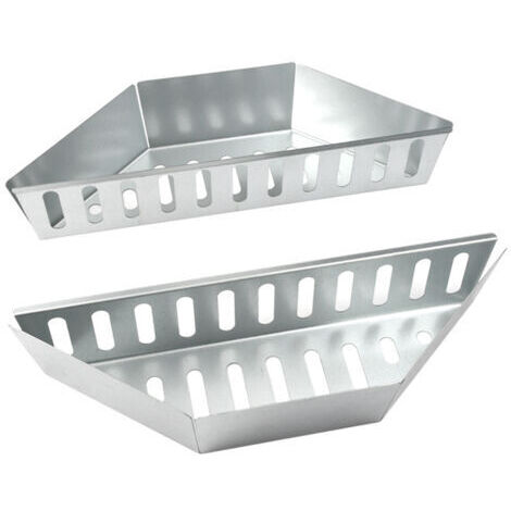 Pair Paniers à charbon de bois (lot de 2), en acier galvanisé robuste, pour grillades directes et indirectes au charbon de bois/briquettes - Argent
