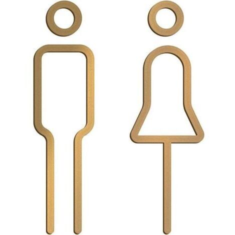 Pair Panneau de toilette en laiton massif, style minimaliste, décoration de toilettes avec dos adhésif pour hôtel, bureau, maison, restaurant