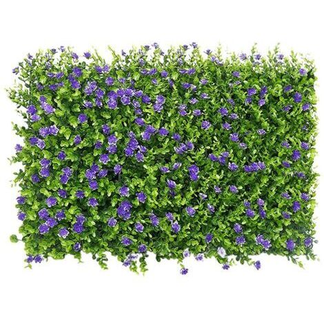 Pair - Panneaux de Mur de Gazon Artificiel, 40x60cm Haies Artificielles Panneaux Clôture Topiaire Criblage pour Jardin Extérieur Cour Arrière-Cour Décor (Fleur de Ceinture Violette Eucaly)