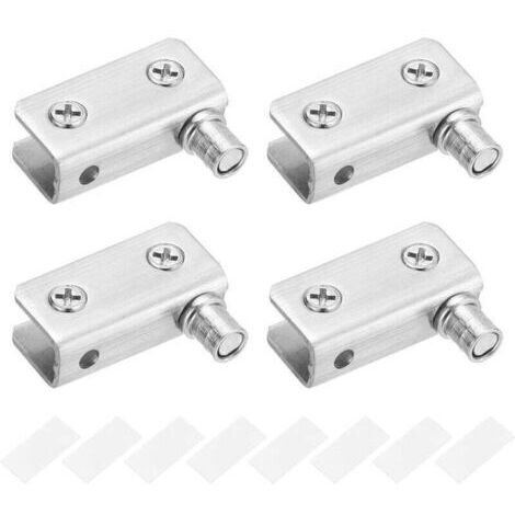 Pair Paquet de 2 de porte en verre Charnière à pivot à 90 °, verre sans perforation, acier inoxydable, ajustement pour verre de 5-8mm