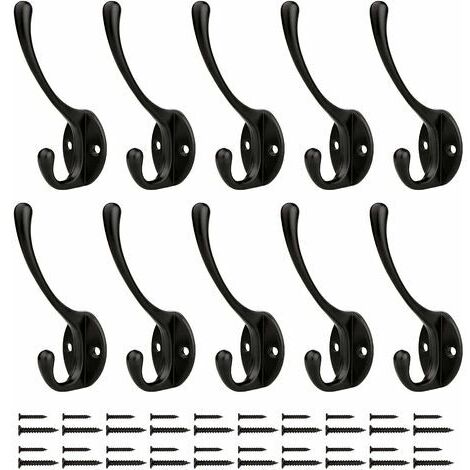 Pair - Patère Porte Manteau Mural Crochets Chapeau Crochets Muraux Robustes Avec Vis En Métal, Pour Cuisine Salle De Bains Chambre D'essayage （Noir 10 Pcs）