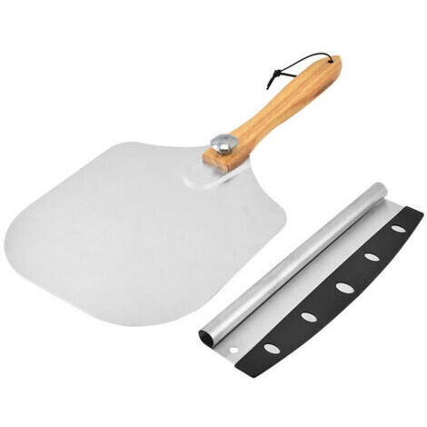 Pair Pelle à pizza en aluminium avec manche pliable, surface de 30,5 x 35,5 cm, accessoire avec coupe-pizza et sac de rangement, pelle à pizza pour la cuisson du pain