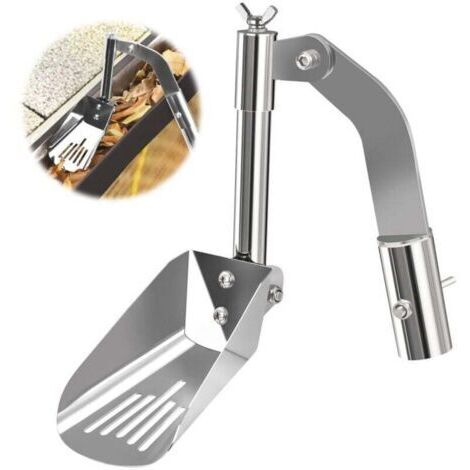 Pair Pelle de nettoyage de gouttières Outil de nettoyage de gouttières de 12 cm avec adaptateur d'angle, pelle d'angle en acier inoxydable pour maisons mitoyennes, fossés de jardin et drainage