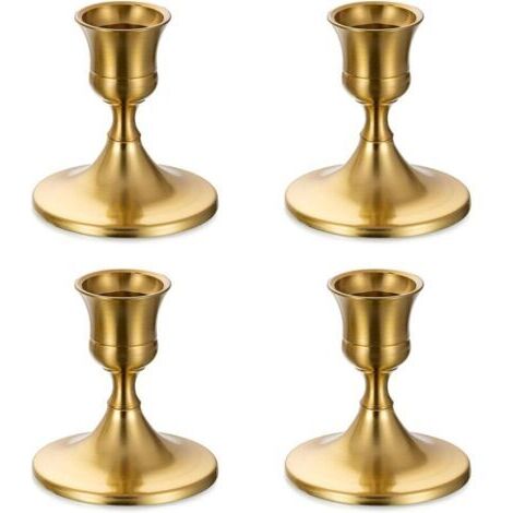 Pair Petite Chandelier Bougeoir Doré - Lot de 4 Bougeoirs Mariage Métal Décoratifs pour Bougies Chandelles Piliers Noel Decoration Maison L’Avent Centre de Table Moderne