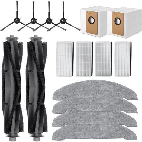 Pair Pièces de rechange pour Honiture Q6 Pro, Imou L11 Pro/AIRROBO T10+/Neabot N2, 2 pinceaux principaux + 4 brosses latérales + 4 filtres + 2 sacs à poussière + 4 chiffons