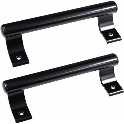 Pair - Poignée de porte coulissante en aluminium 200mm – Poignée moderne pour verre et bois – Installation facile – Lot de 2 pièces noir