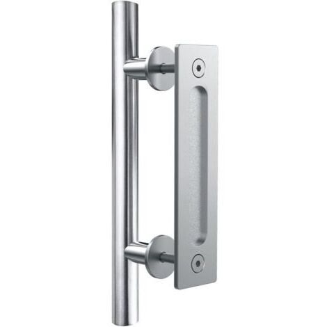 Pair - Poignee Porte Coulissante Poignee de Porte Acier inoxydable Double face Poigné, Argent 30cm