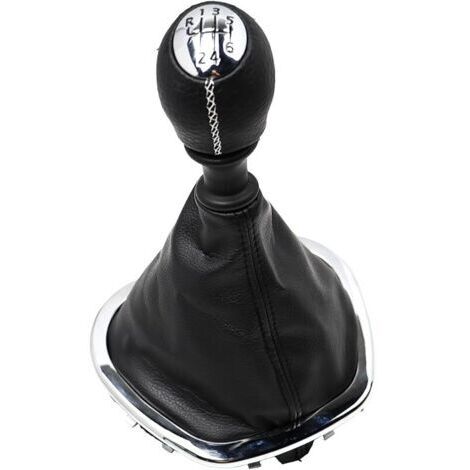 Pair Pommeau de levier de vitesse et soufflet 6 vitesses pour Trafic Vivaro Talento 2014-2019 Boîte de vitesses manuelle en cuir chromé coutures blanches avec soufflet