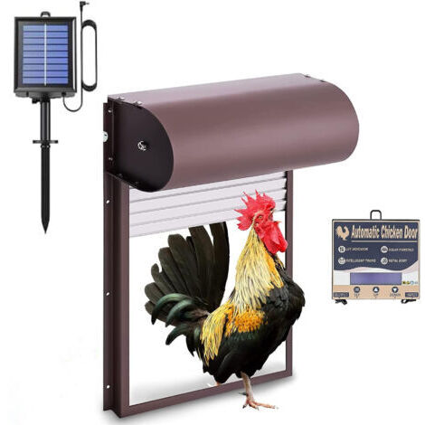 Pair - Porte automatique pour poulailler en métal – Solaire avec minuterie – Résistante à la rouille – Pour poules et canards