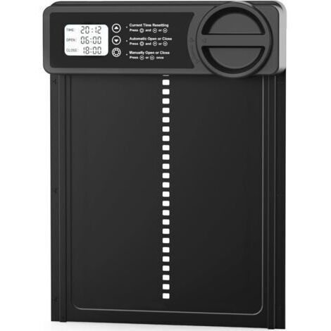 Pair Porte de poulailler automatique avec minuterie/mode manuel, porte de poulailler Anti-pincement Alliage d'aluminium Grand écran LCD programmable, avertissement de batterie faible