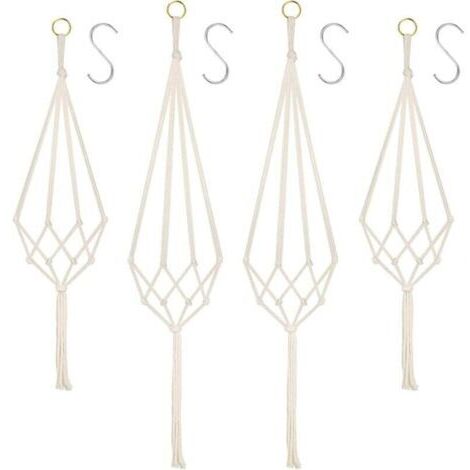 Pair Pot suspendu en macramé, support de pot suspendu pour fleurs, suspension pour plantes en macramé, pot suspendu en corde de coton macramé, support pour plantes, décoration de jardin d'intérieur av