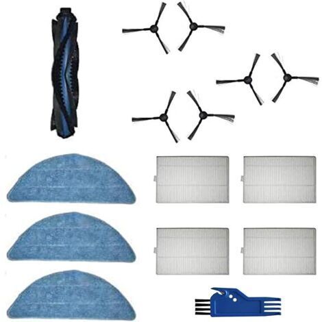 Pair Pour accessoires HONITURE Q5, pièces de rechange pour robot aspirateur, 1 brosse principale, 4 filtres HEPA, 6 brosses latérales, 3 chiffons de nettoyage