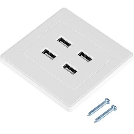 Pair Prise Murale avec 4 Ports USB - Tension 110250V - Courant DC 5V (Blanc)