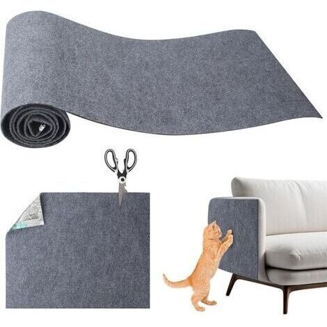 pair Protection Canape Chat Anti Griffe, 200 x 40 cm Protection Canape Chat, Auto-Adhésif Griffoir pour Chats Griffoir pour Facile à Couper,Meubles,Murs,Sisal et Moquette (Gris)