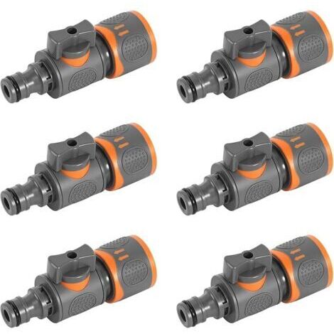 Pair Raccord Tuyau D'arrosage, 6Pcs Embout Robinet Tuyau D'arrosage avec Vanne de Régulation, 1/2\" Raccord Tuyau Arrosage Connecteur Rapide de Tuyau D'arrosage pour Famille Jardin