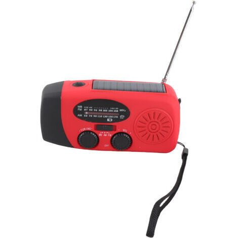 Pair - Radio météo d'urgence à manivelle solaire 2000 mAh AM/FM avec batterie externe, chargeur solaire et manivelle, lampe torche LED intégrée et lampe de lecture