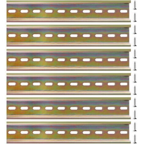Pair Rail DIN Montage en Forme de U, 12 Pièces Vis Inclus, pour Borne Sur Rail DIN et Contacteur, 35200 mm, Acier Allié