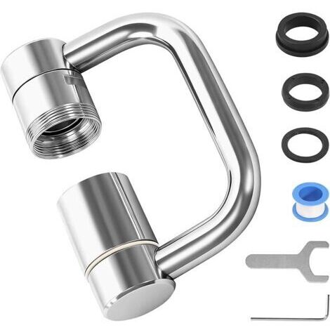Pair Rallonge de robinet, embout de robinet rotatif à 1080°, régulateur de jet rotatif, embout de robinet pivotant pour robinet d'eau pour salle de bain et cuisine