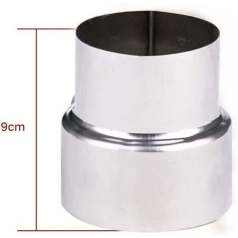 pair Réducteur de conduit de fumée en acier inoxydable, adaptateur de cheminée, tuyau de poêle, réduction en acier inoxydable, conduit de fumée, tuyau de poêle (90-80 mm)