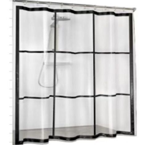 Pair Rideau de douche PEVA, Transparent, Noir